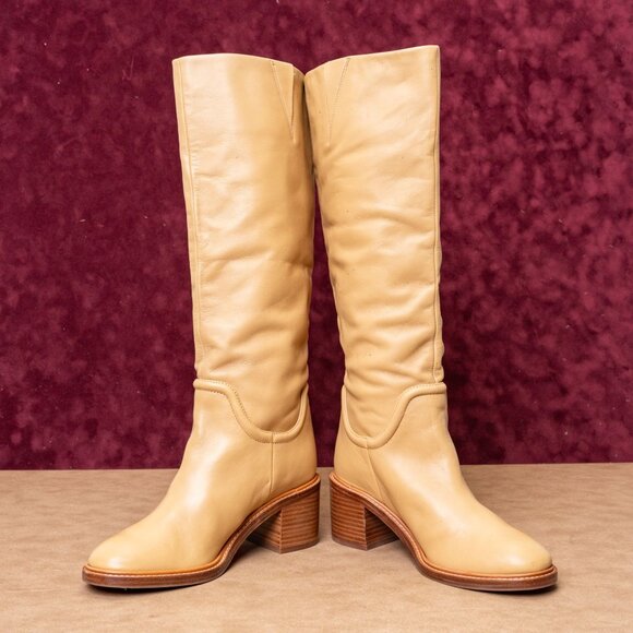 Vince Women Fabien Banana Leather Slip-on Fashion Round Tall Boots sz 6 - Picture 3 of 9